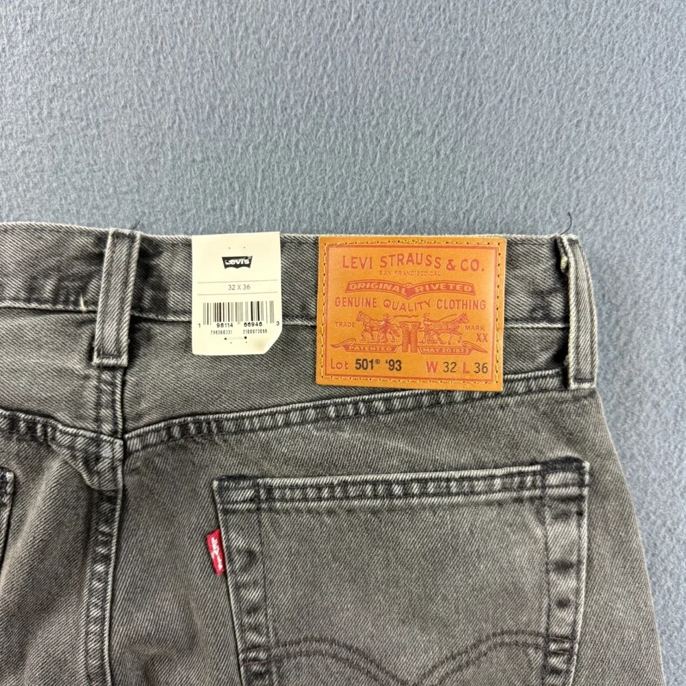 Levis 501 Premium Jeans Mens 32x36 Black Button Fly Straight Leg Regular Fit NEW